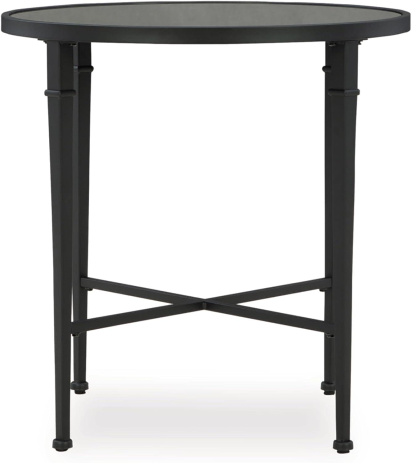 Signature Design by Ashley Cadeburg Round Mirrored Top Accent Table, Black