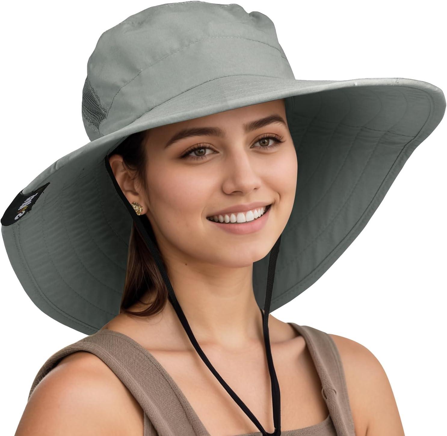 Solaris Unisex Wide Brim UV Sun Protection Hat for Adults, Suit for Outdoor Garden Hiking Safari Beach Travel, Gray