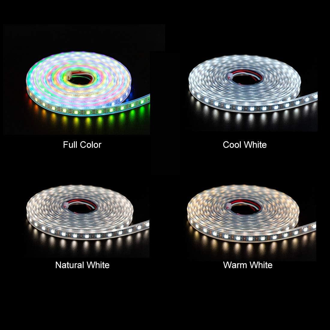 BTF-LIGHTING RGBW RGB+Warm White SK6812 (Similar WS2812B) 4 Colors in 1 LED Strip Individually Addressable 3.3ft 1m 144LED Light Flexible Dream Color IP30 DC5V White PCB (No Adapter or Controller)