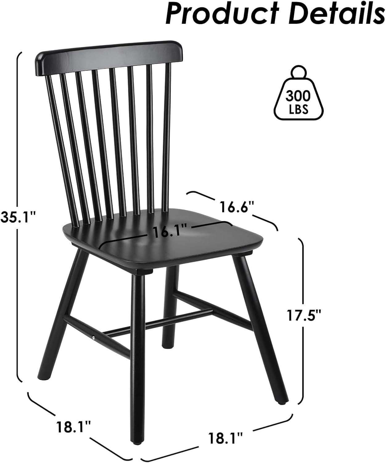 Dining Chairs Set Of 4, Mid Century Modern Chair For Table, Windsor Wood Chair Spindle Back Solid Wooden Kitchen & Dining Room Chairs, Farmhouse Dining Chair For Living Room Restaurant