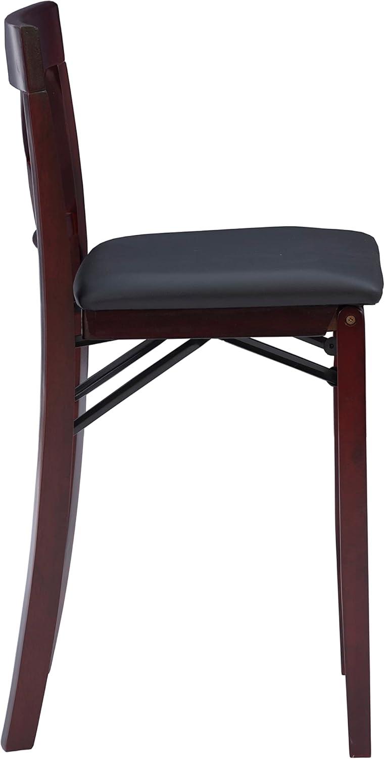 Triena X Back Faux Leather Folding Counter Height Barstool Espresso - Linon: Padded Seat, 24" High