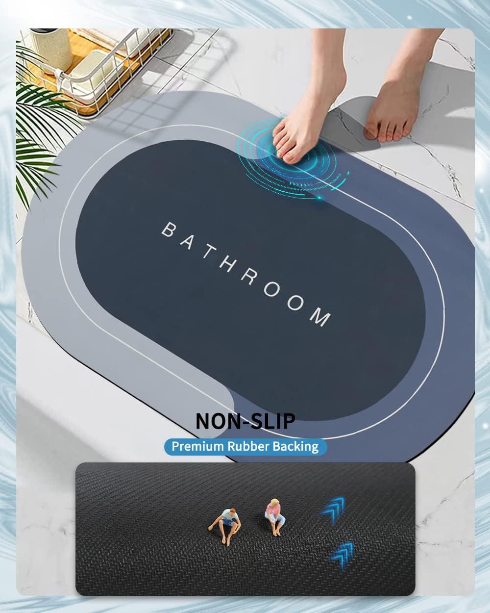 Rubber Non-Slip Quick Dry Bathroom Rugs 17"x27" - Blue