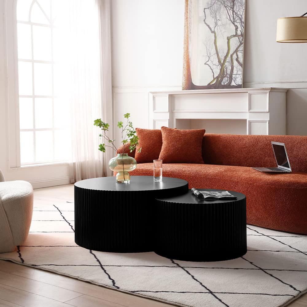 Williamspace Nesting Coffee Table Set, Modern Luxury, 2 Pieces, Black