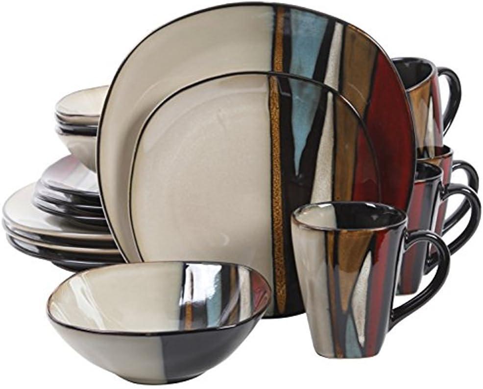 Gibson Elite Althea 16-Piece Stoneware Reactive Dinnerware Set