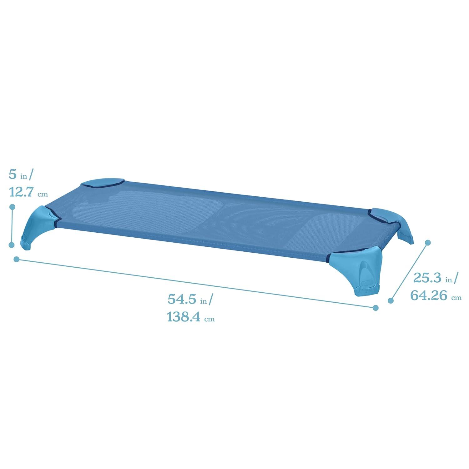 ECR4Kids ECR4Kids Stackable Kiddie Cot with Sheet, Classroom Furniture, Blue (Set of 6)