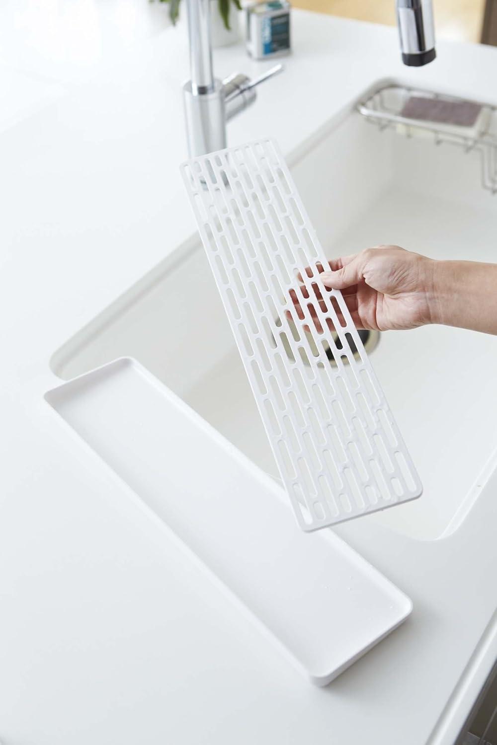 White Plastic Sink Side Glass Drainer Tray