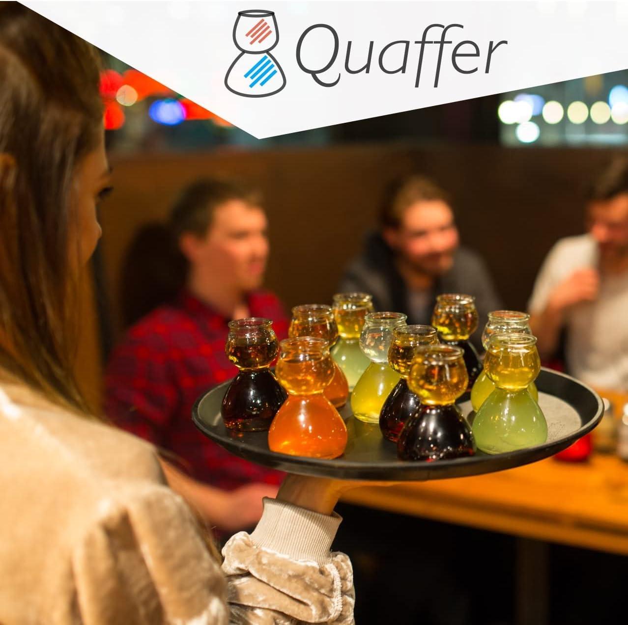 QUAFFER Double Bubble Layered PLASTIC Shot Glass – Clear Chaser Shot Glass Jigger for Smooth Tasty Shots – Fun Unique Split Shot Glasses Barware (Set of 4)