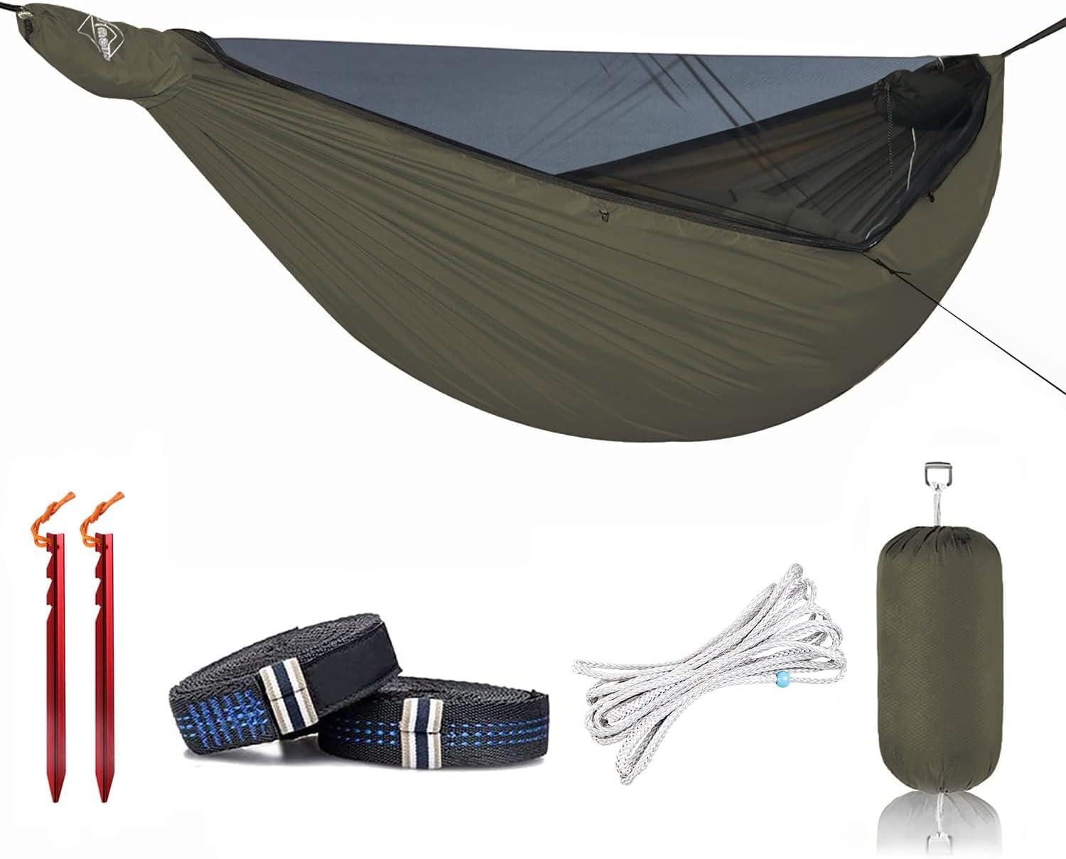 Onewind 11Ft OD Green Camping Hammock with Mosquito Net and Tree Straps