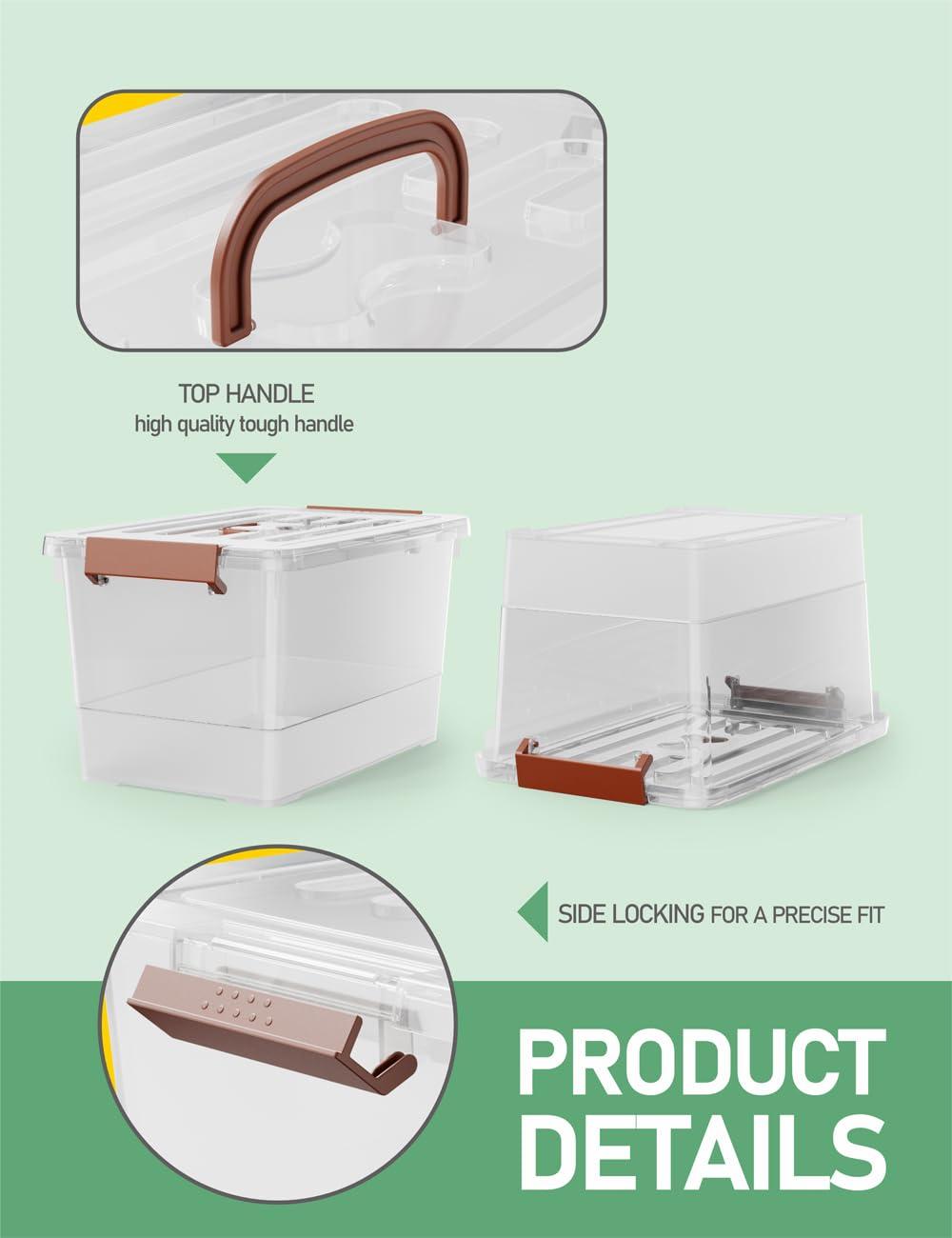 Clear Stackable Plastic Storage Boxes with Lids, 6-Pack, 5 Liters