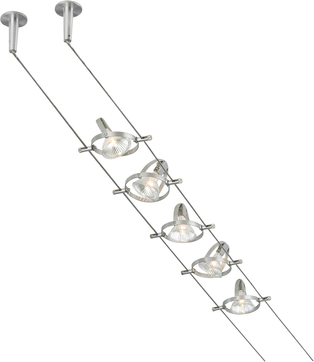 Matte Nickel 5-Light Halogen Cable Track Lighting Kit