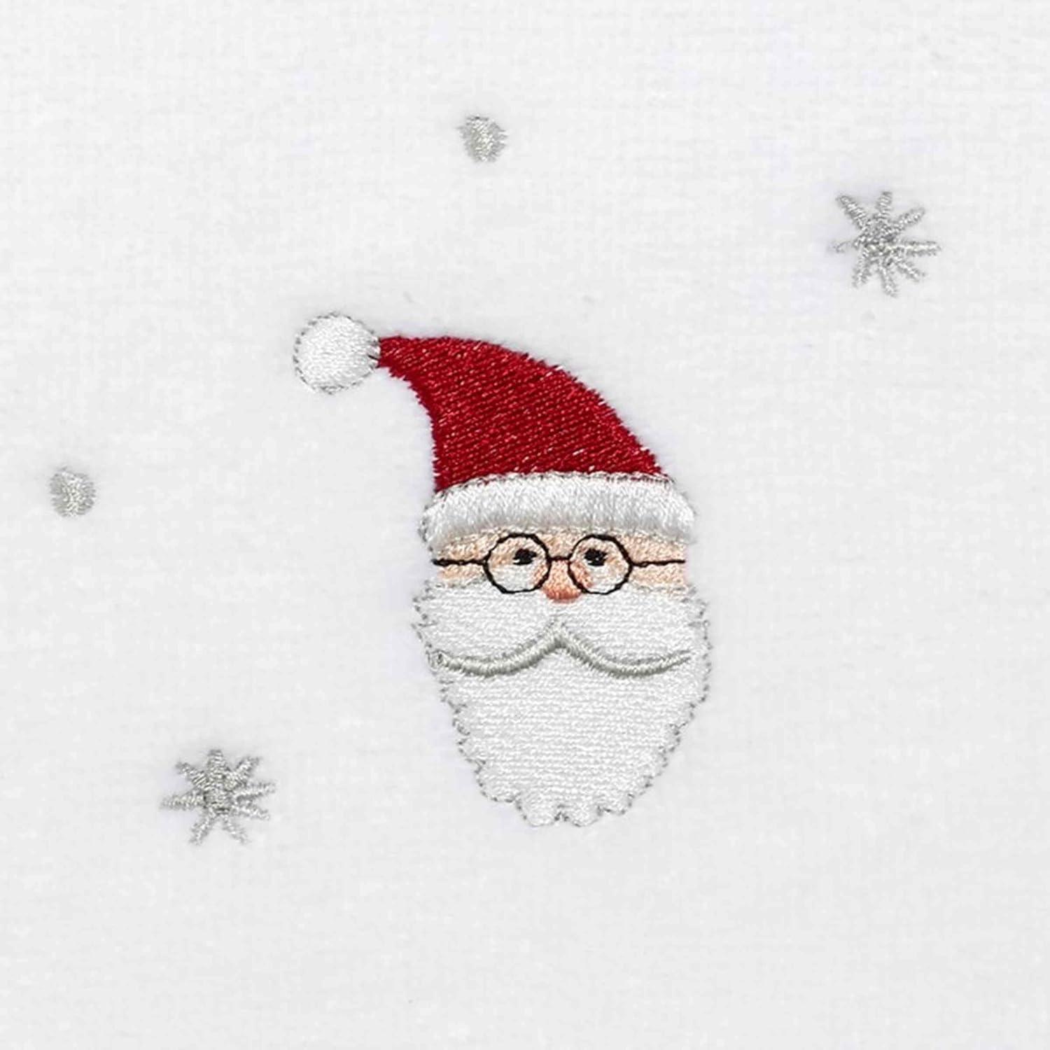 Festive White and Red Cotton Polyester Santa Fingertip Towels Set