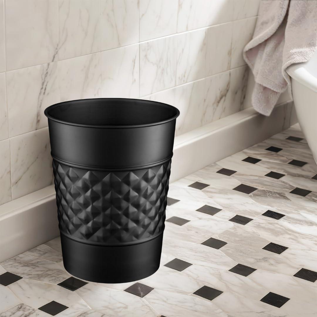 Monarch Abode Geometric Embossed Metal 1.7 Gallon Waste Basket