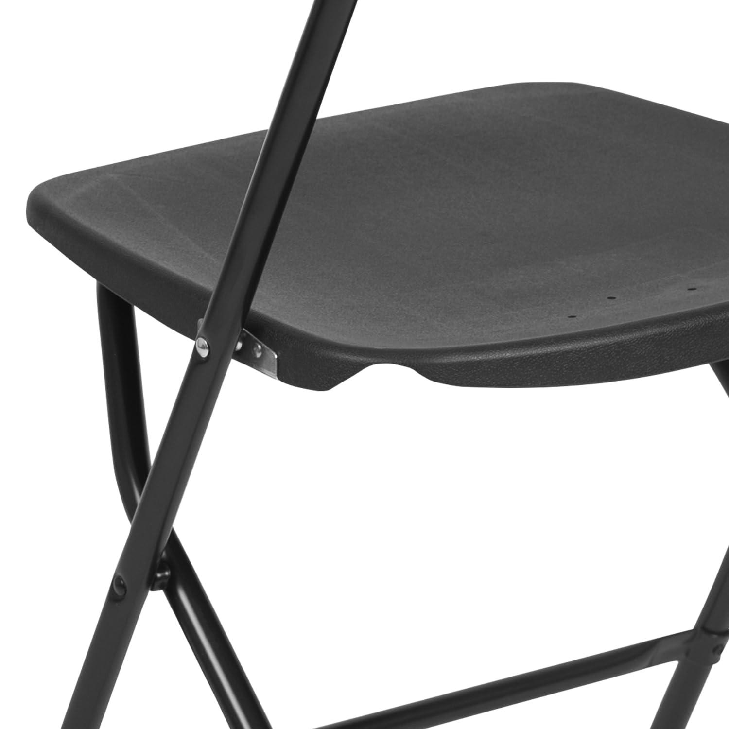 Flash Furniture Hercules Series Plastic Folding Chair - Black - 4 Pack 650LB Weight Capacity Comfortable Event Chair - Lightweight Folding Chair -