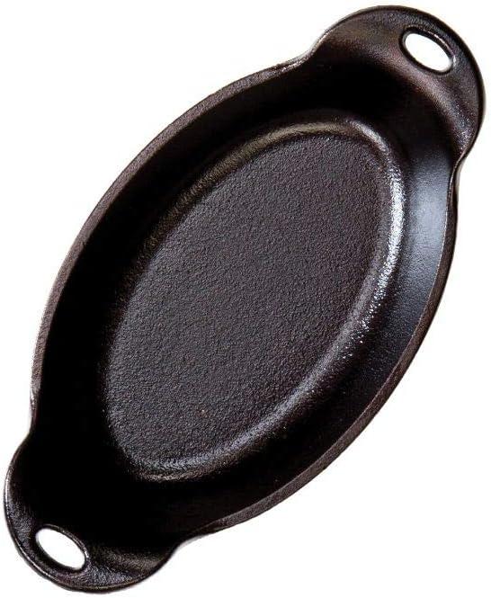 Heat Enhanced and Seasoned Cast Iron Oval Mini Server, 9-Ounce, Black