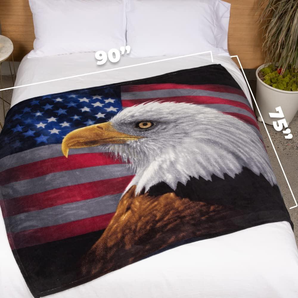 American Eagle Fleece Blanket for Bed, 50" x 60" Eagle Fleece Throw Blanket for Men, Women and Kids - Super Soft Plush Eagle Blanket Throw Print Blanket for Eagle Lovers