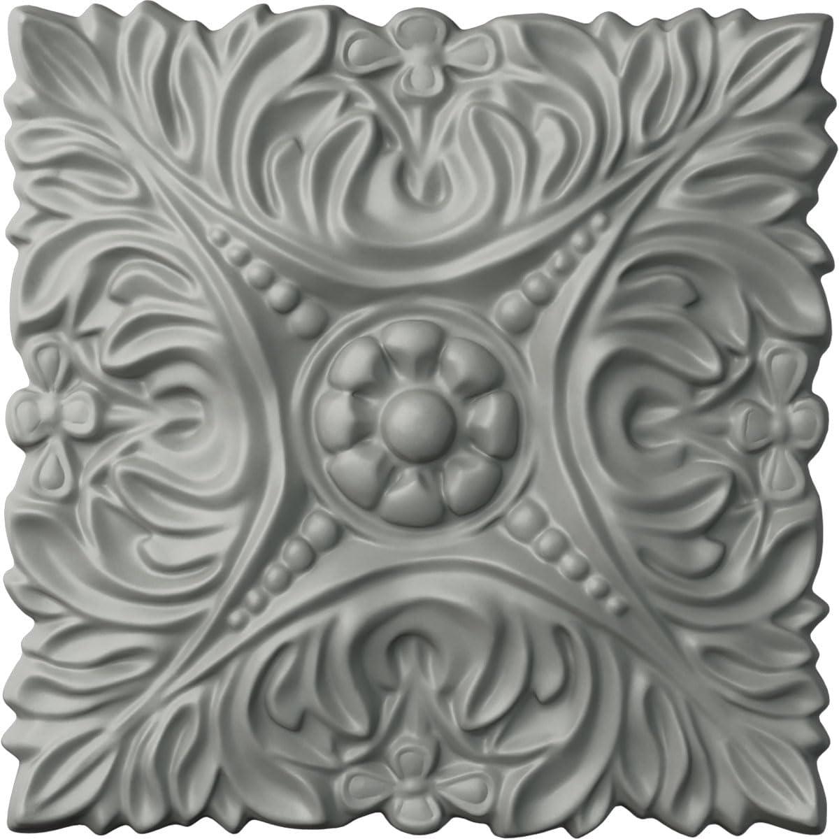 Primed White Acanthus Leaf with Beads Square Rosette