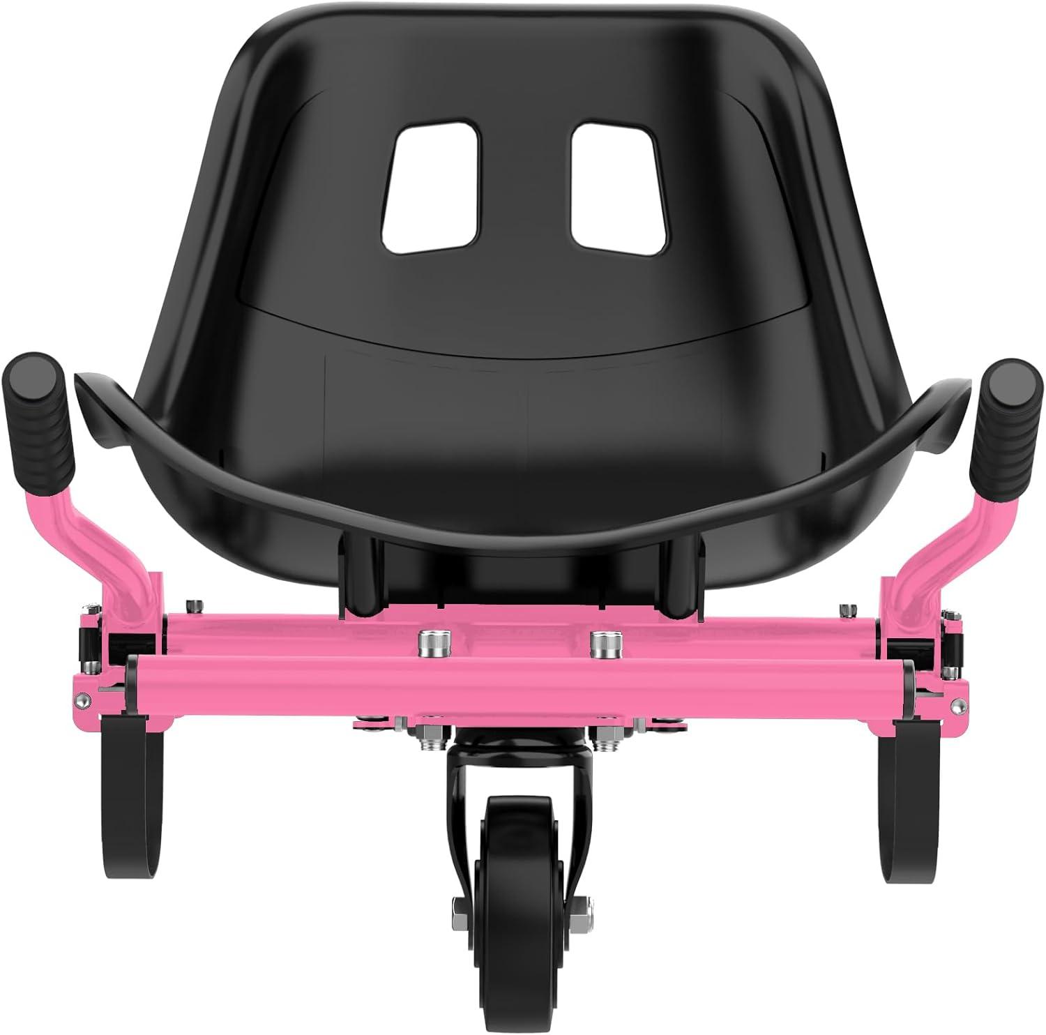 Pink Adjustable Hoverboard Go Kart Attachment with Hand-Operated Control