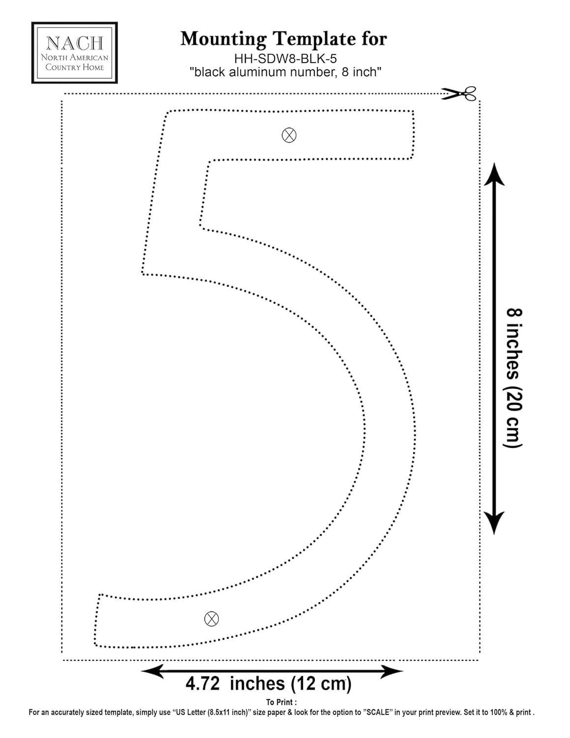 8'' H Metal House Number