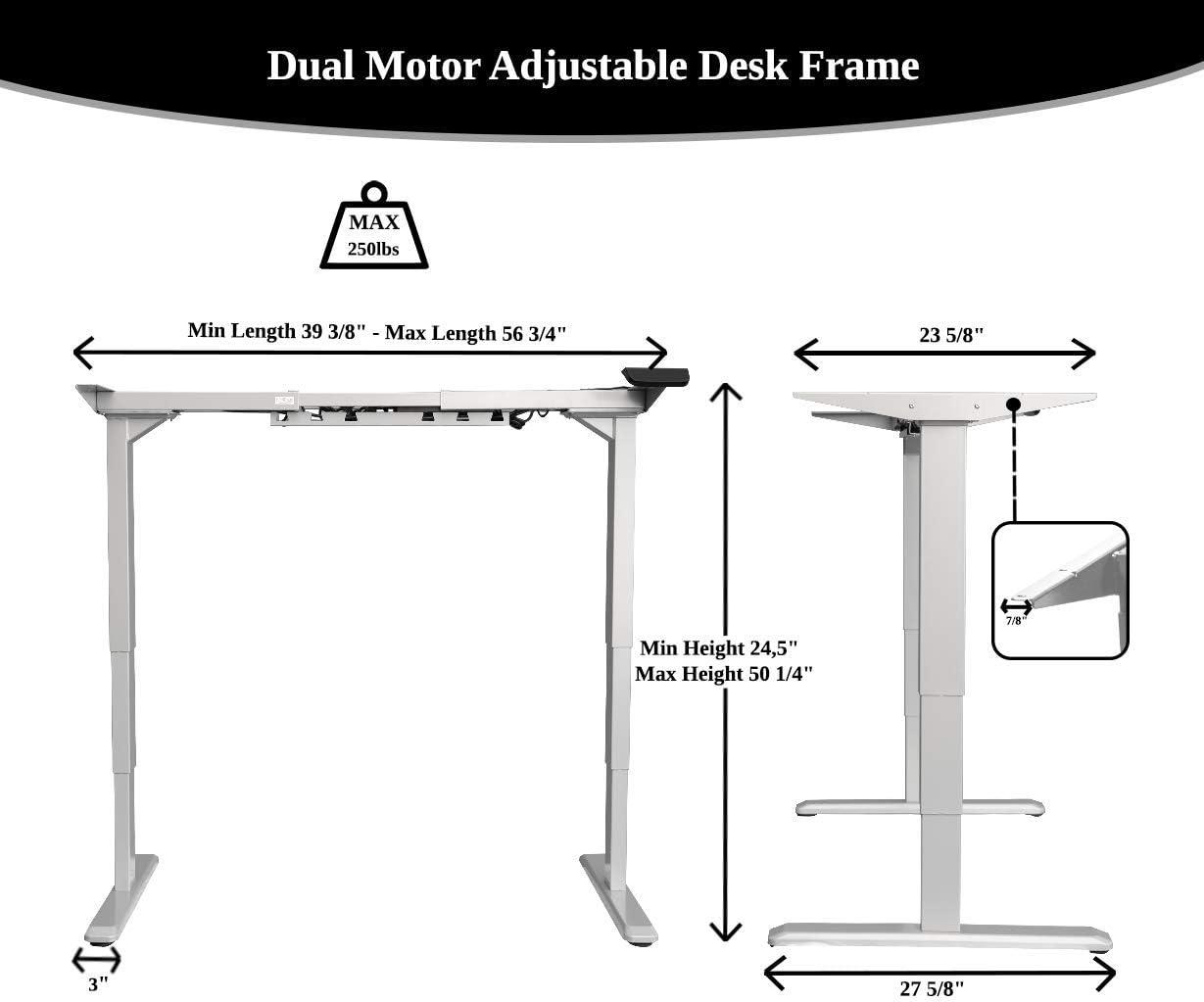 50'' H x 55'' W Desk Standing Desk Frame