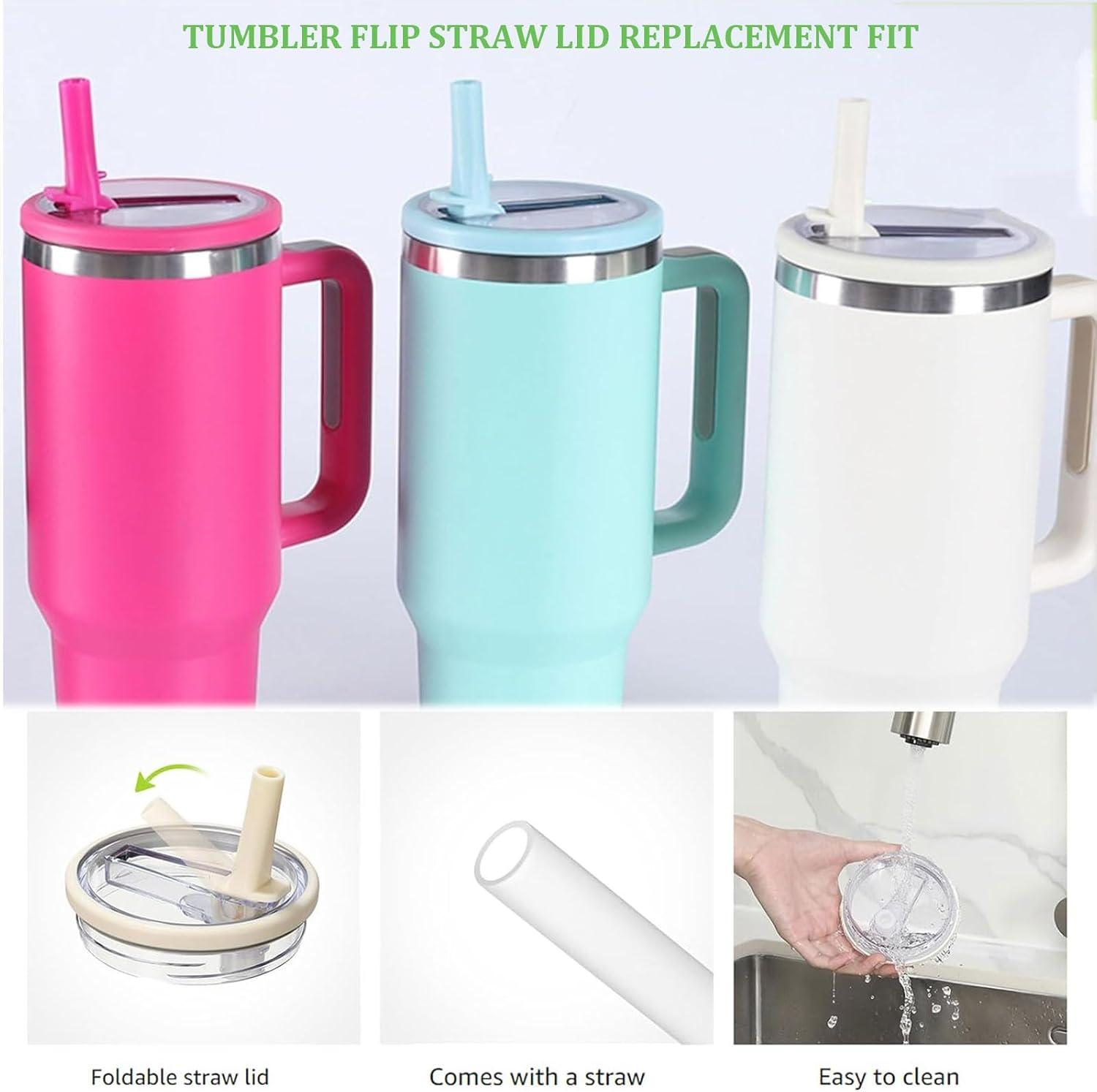 Flip Straw Lid 2 Pack for 40 oz Tumbler - Spill Proof Cover - Splash Resistant - Traveler