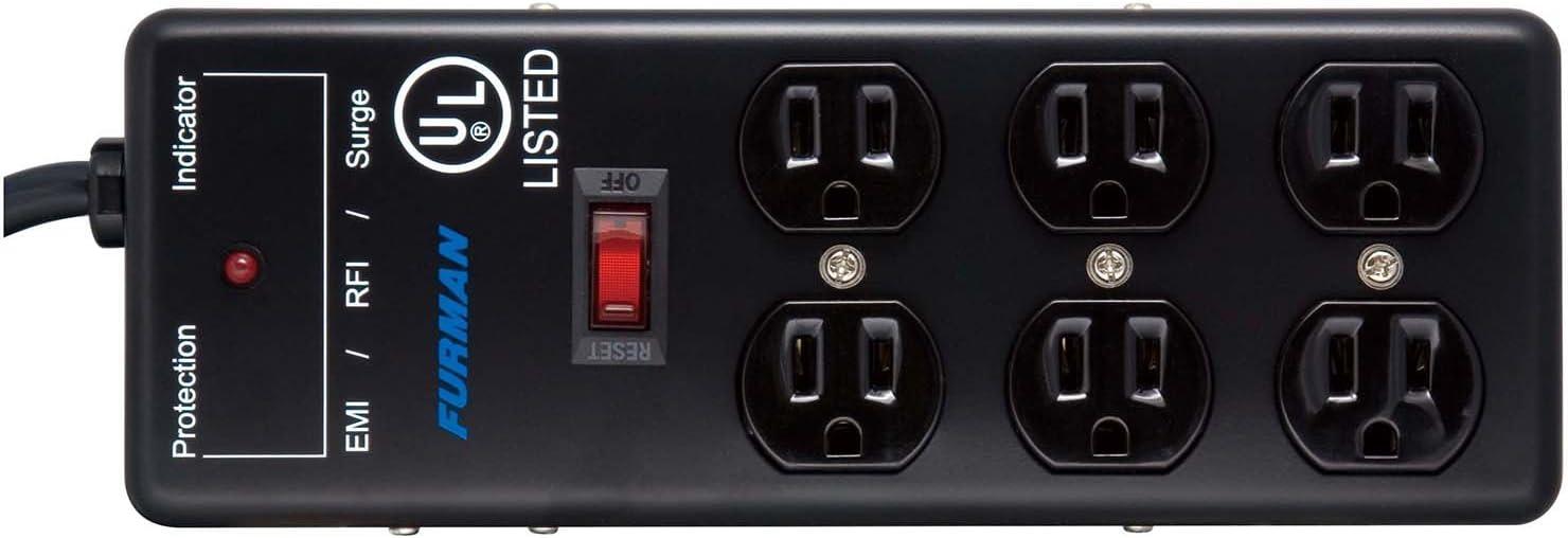 Furman Black 6-Outlet Surge Protector Power Strip