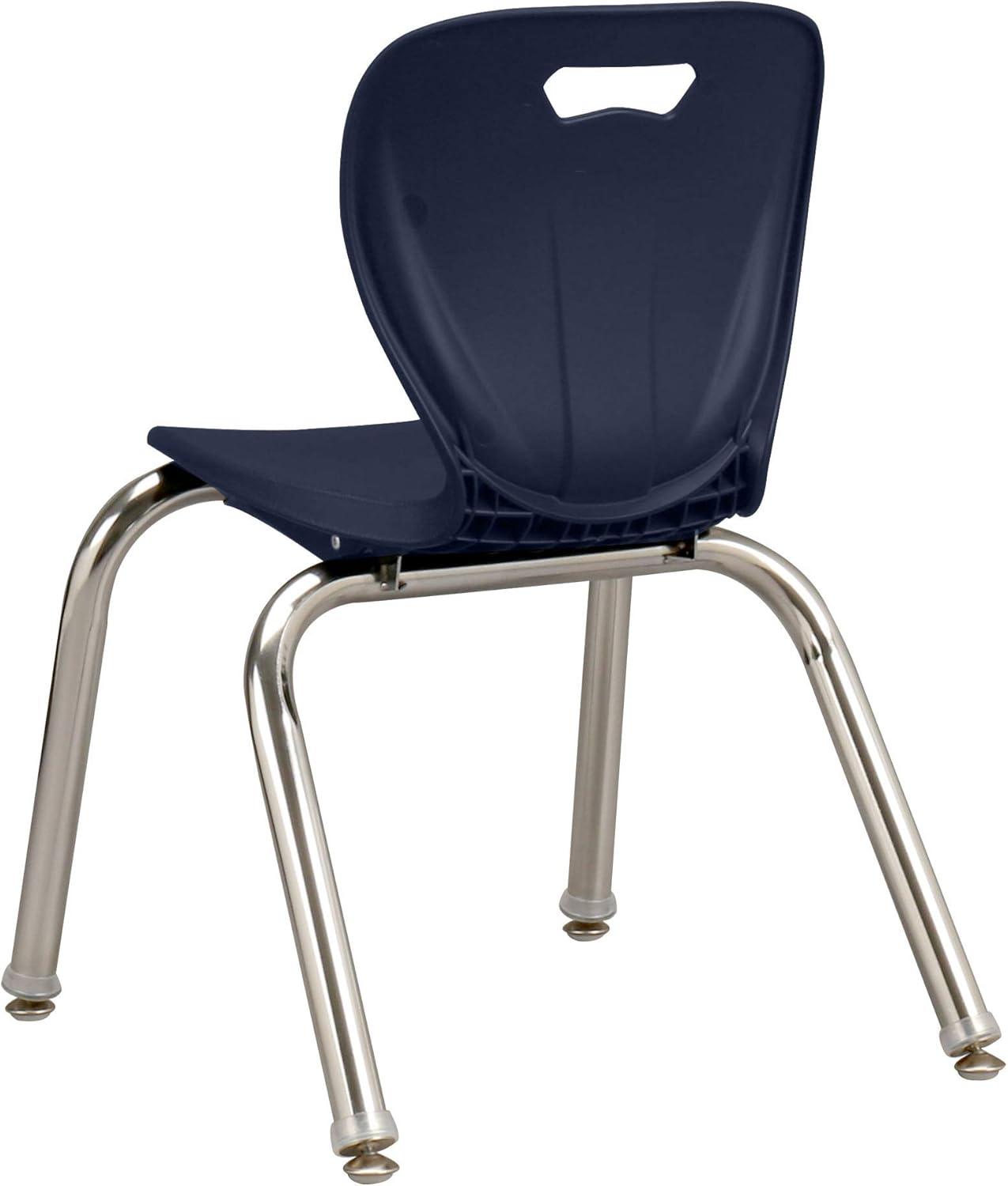 Navy Metal Stacking School Chairs with Contoured Seats, Set of 4