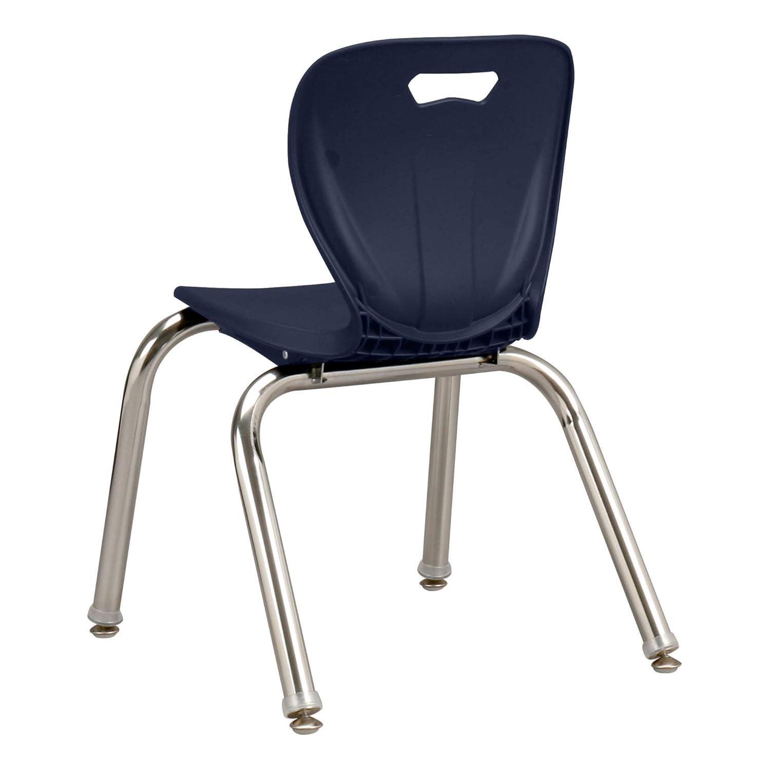 Navy Metal Stacking School Chairs with Contoured Seats, Set of 4
