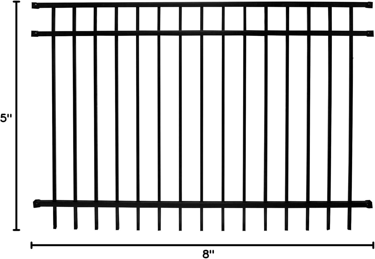 Black Aluminum Flat Top Ornamental Fence Panel 4' x 6'