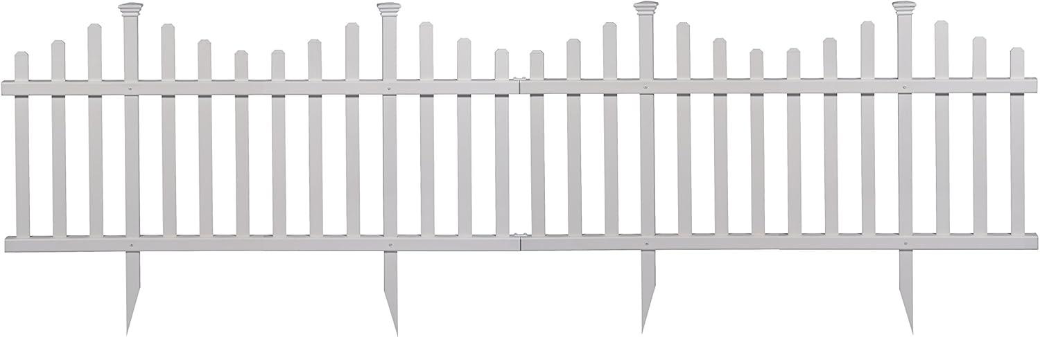 White Vinyl No-Dig Garden Picket Fence Panel Kit