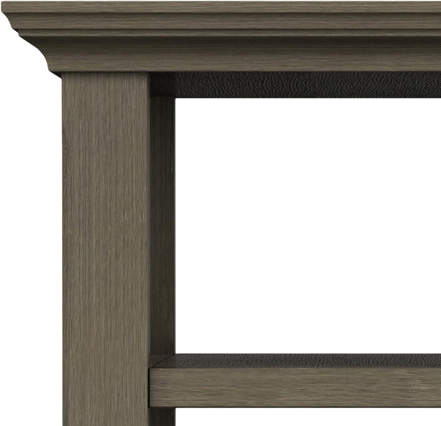 Farmhouse Gray Solid Wood Narrow Side Table with Shelves