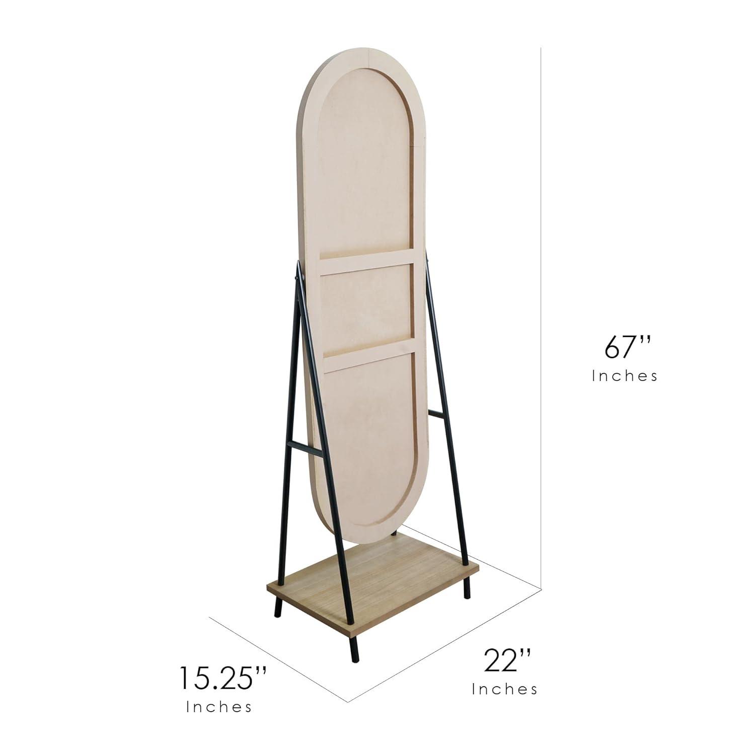 Head West Metal and Wood Oval Cheval Swivel Floor Mirror with Shelf - 22" x 67" x 15.25"