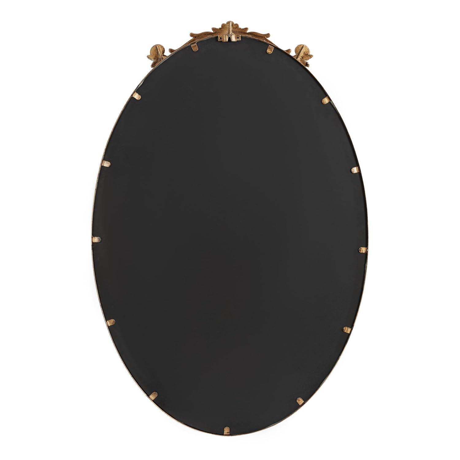 Kate & Laurel All Things Decor 24"x36" Arendahl Traditional Vertical Oval Wall Mirror Antique Gold: Ornate, No Assembly Required