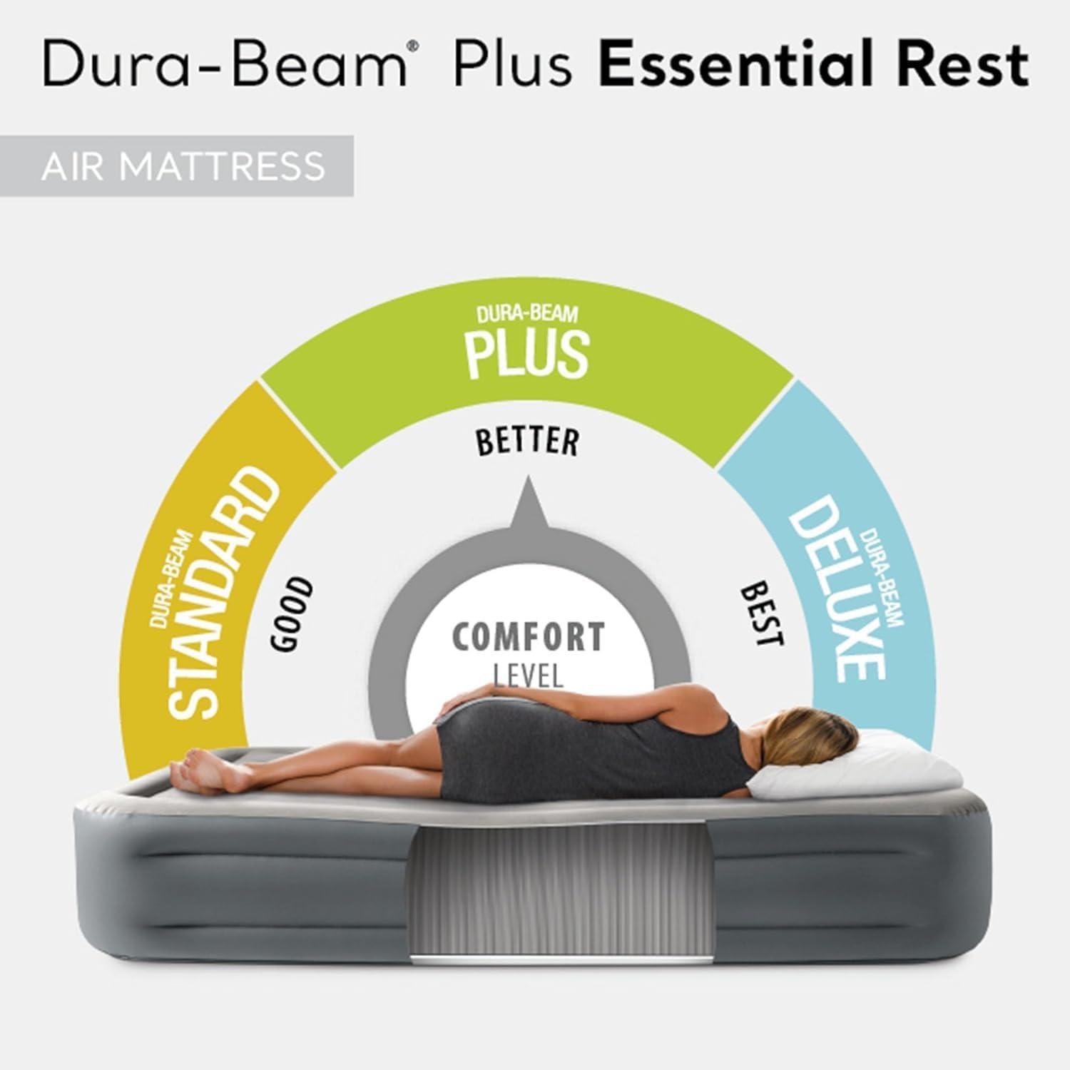 Open Box Intex Dura Beam Rest Blow Up Queen Mattress Air Bed with Built In Pump