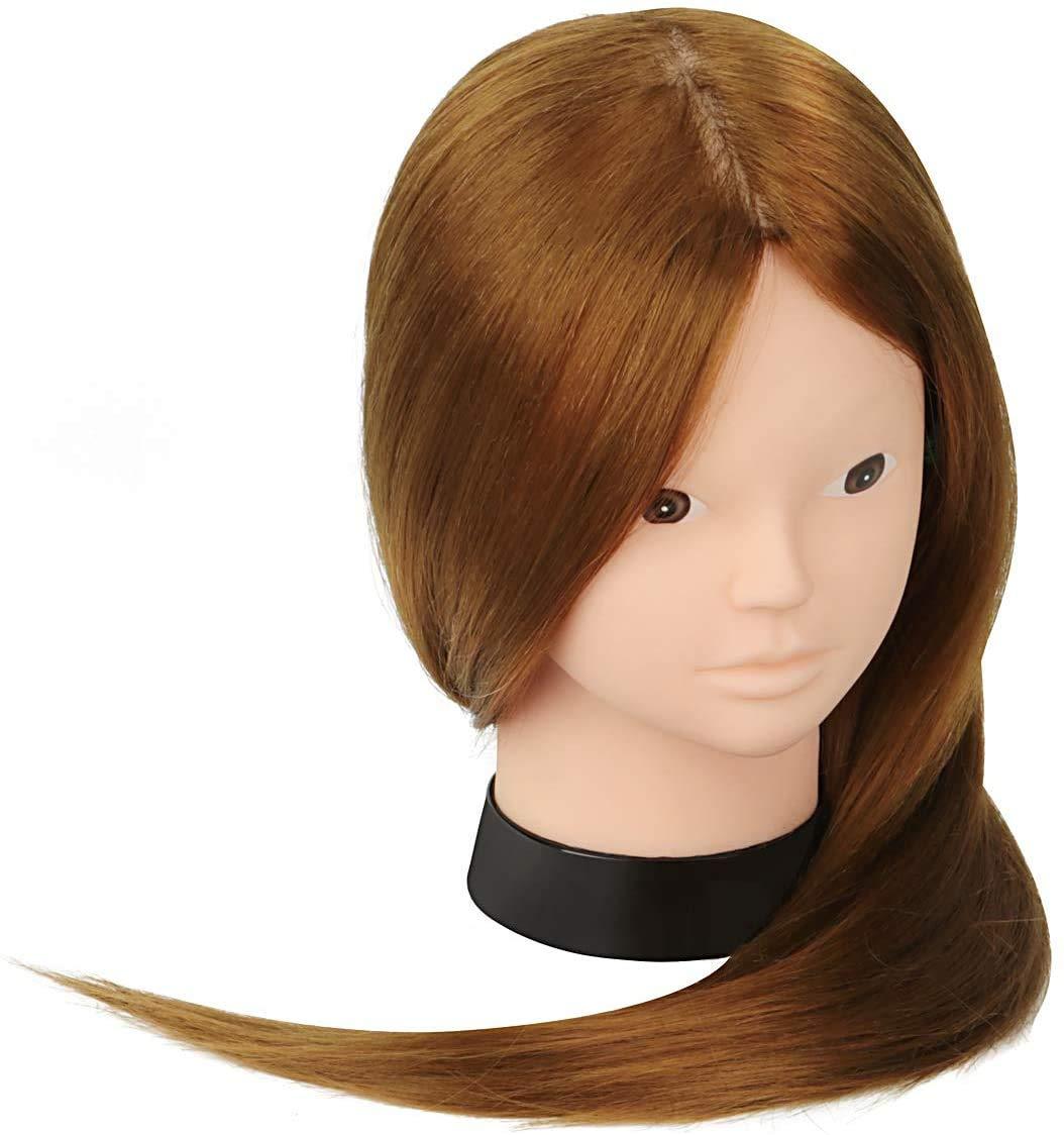 Brown 24" Human Hair Cosmetology Mannequin Head with Tools