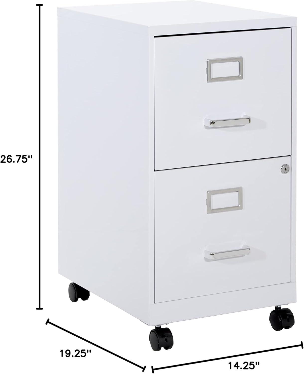 2 Drawer Mobile Locking Metal File Cabinet in White