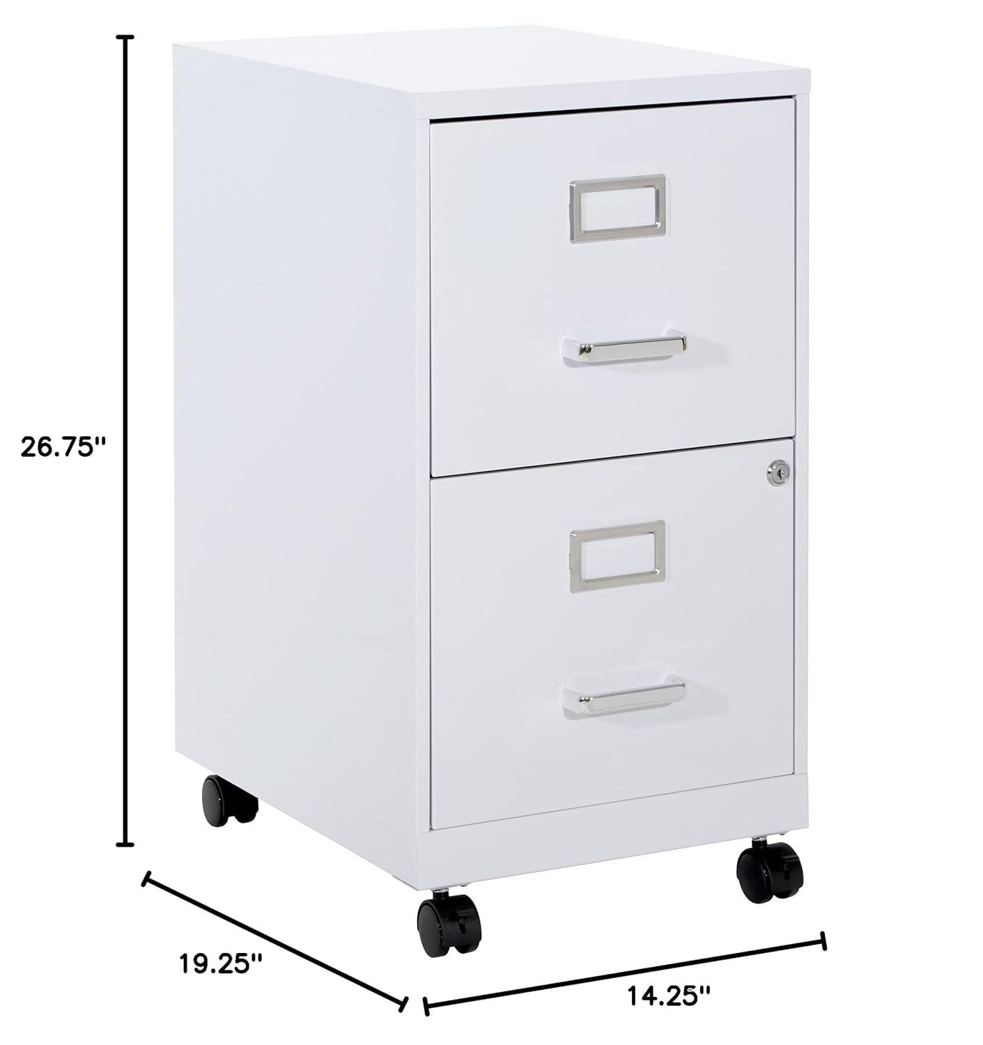 OSP Home Furnishings 2-Drawer Mobile Locking Metal File Cabinet, White