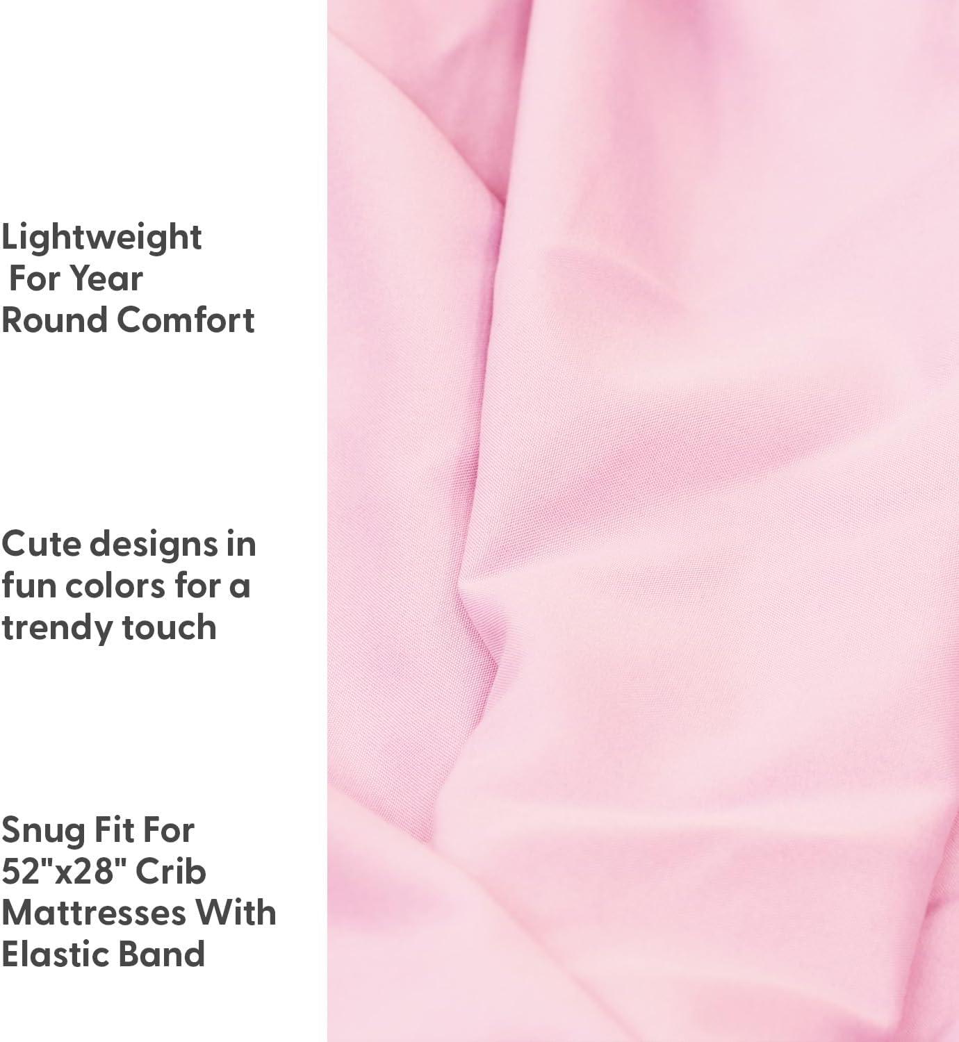 The Peanutshell Pink Butterfly 4-Pack Crib Fitted Sheet Set in Pink/White