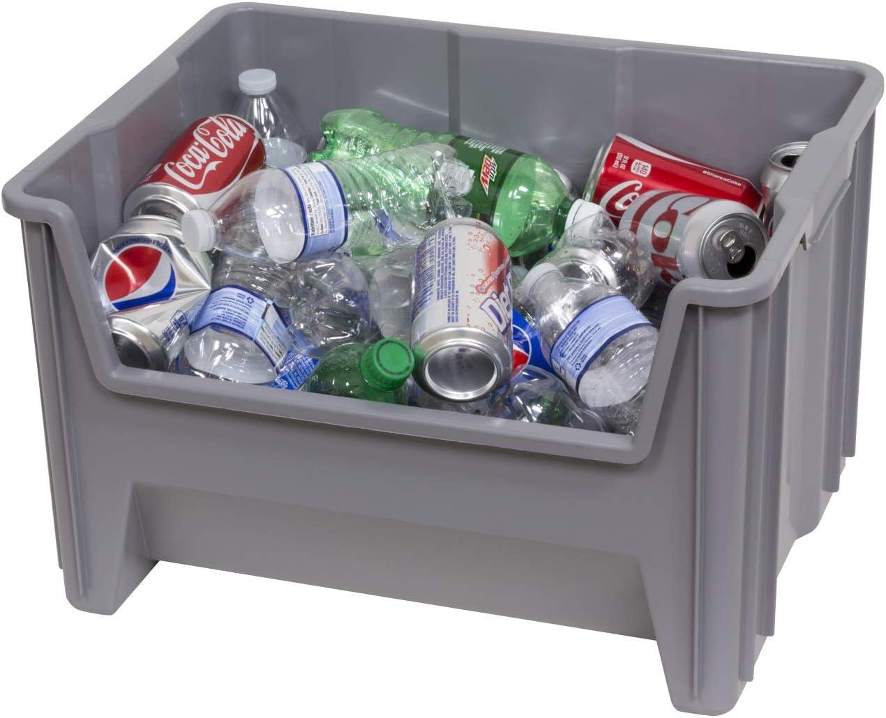 Akro-Mils Stak-N-Store 13017 Large Storage Bins, Stackable Heavy Duty Containers, 15"x20"x12.5", Gray, 3-Pack