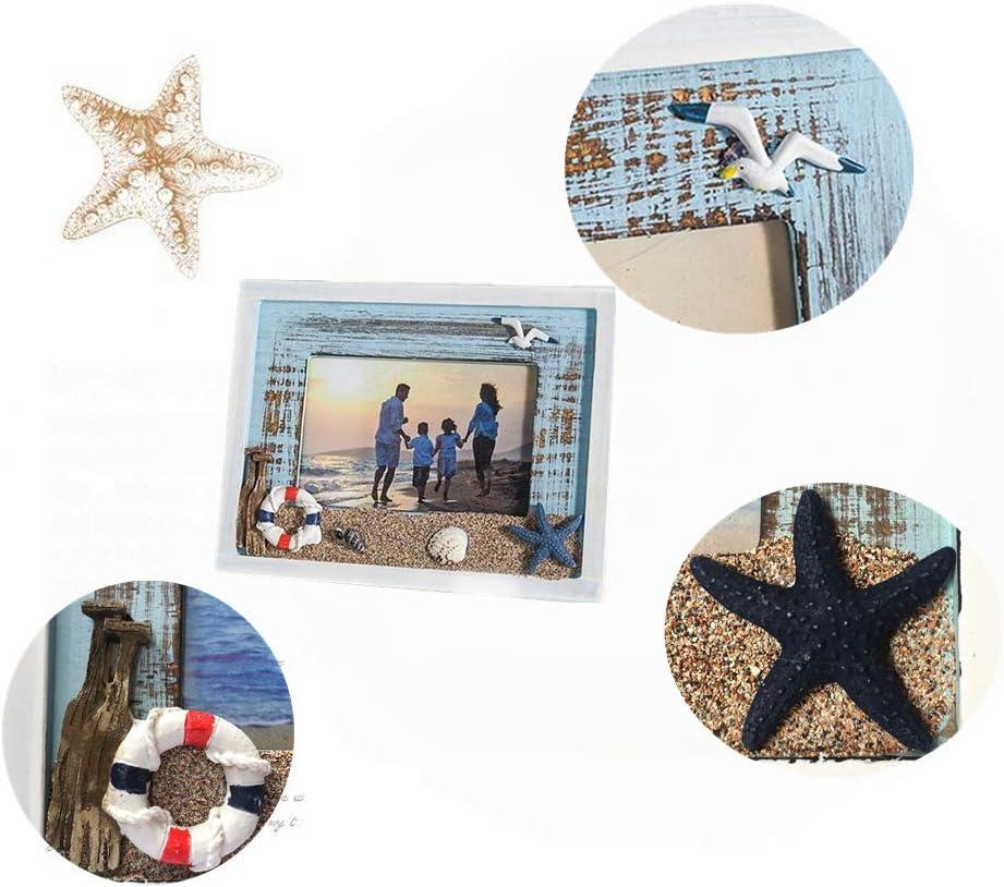 MUAMAX Beach Picture Frames 4 x 6 Ocean Photo Frame 4 by 6 Distressed Wooden Weathered Frames Coastal Frames Nautical Photo Stand Kids Gifts