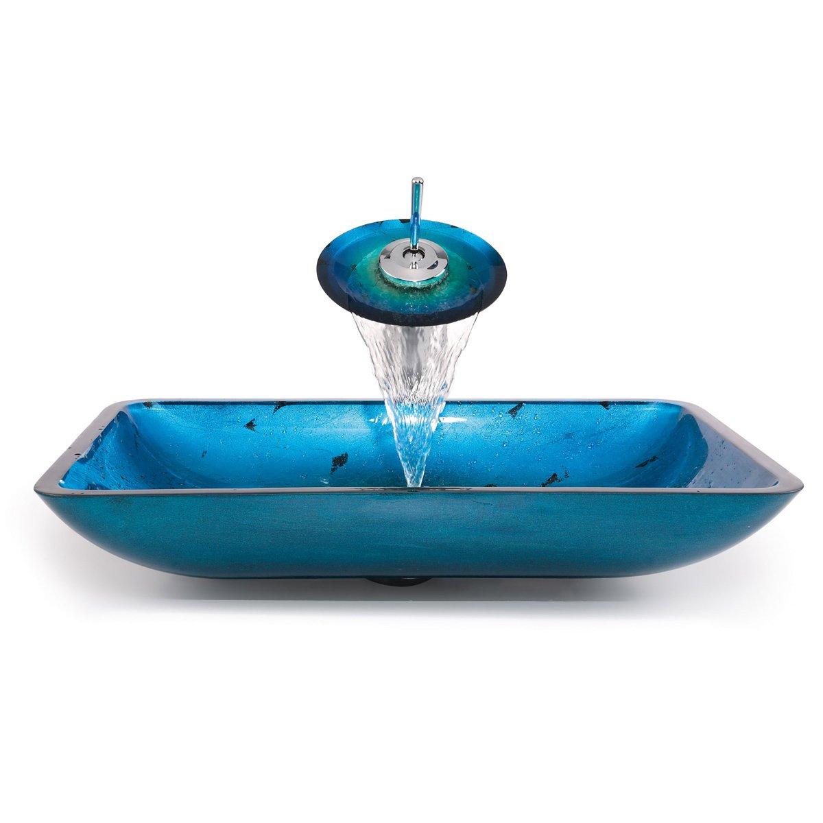 Galaxy Glass Rectangular Vessel Bathroom Sink