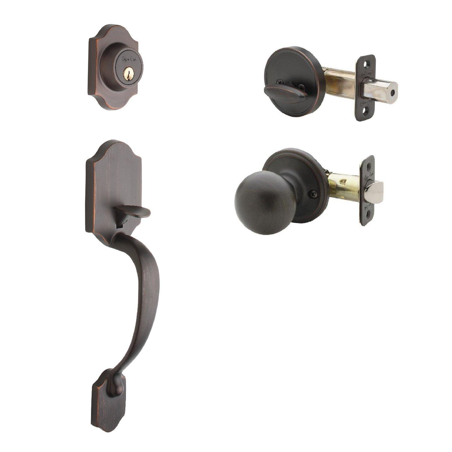 Copper Creek Copper Creek Handleset with Single Cylinder Deadbolt and Door Knob and Heritage Rosette