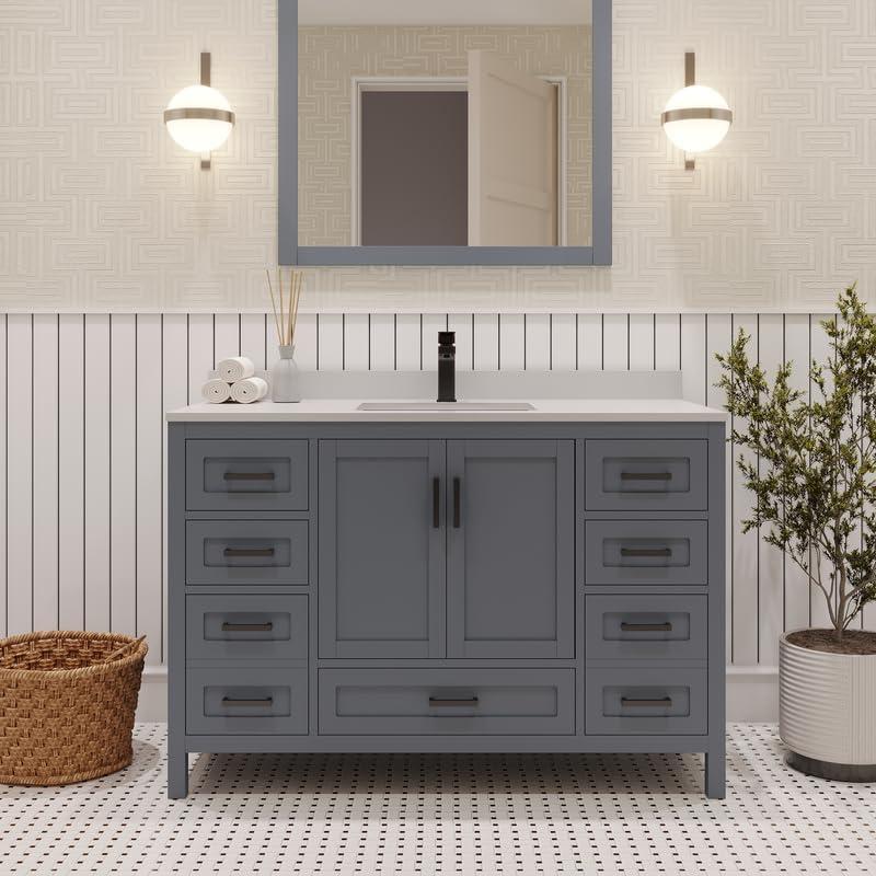 Ayna Decors Rooh 48'' Single Bathroom Vanity with White Quartz Top