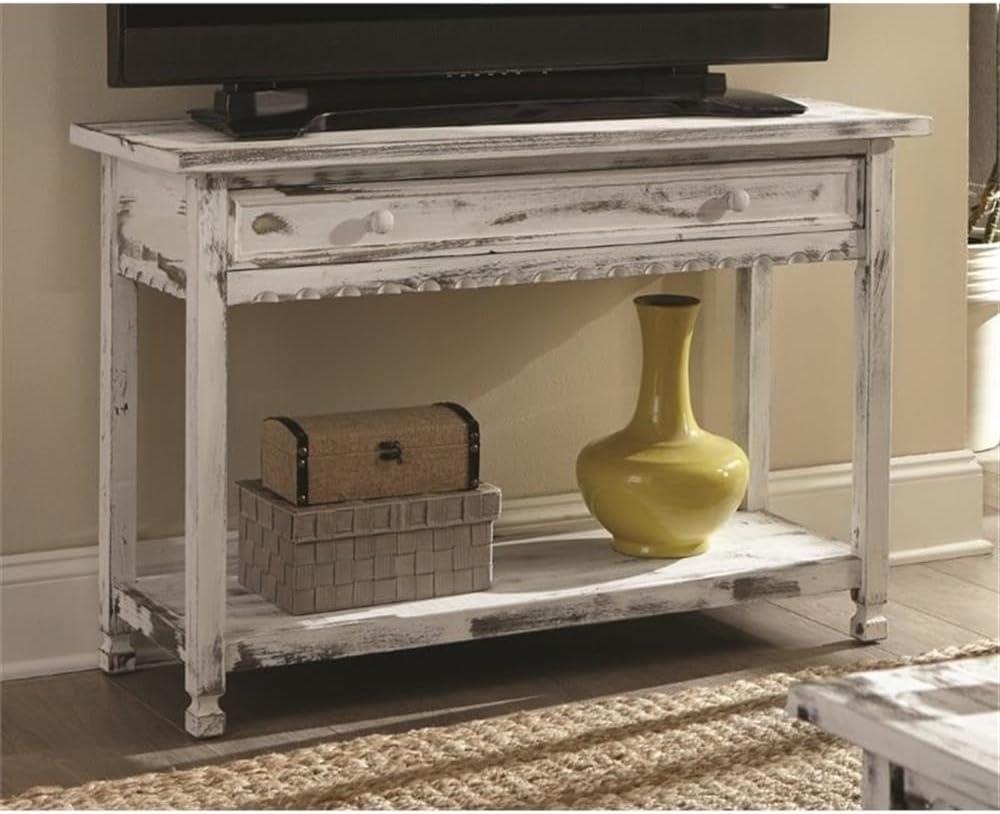 Console Table Hardwood White - Alaterre Furniture: Elegant Entryway Furniture with Storage Shelf, Spot Clean
