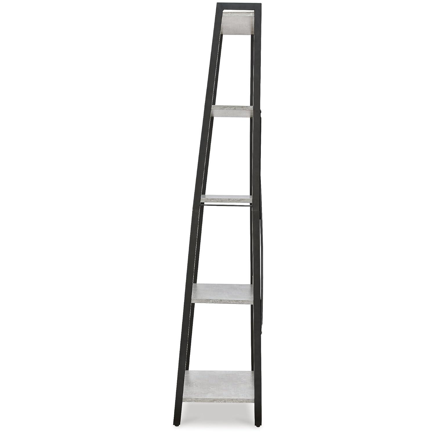 Contemporary Black and Gray Faux Concrete 5-Shelf Bookcase