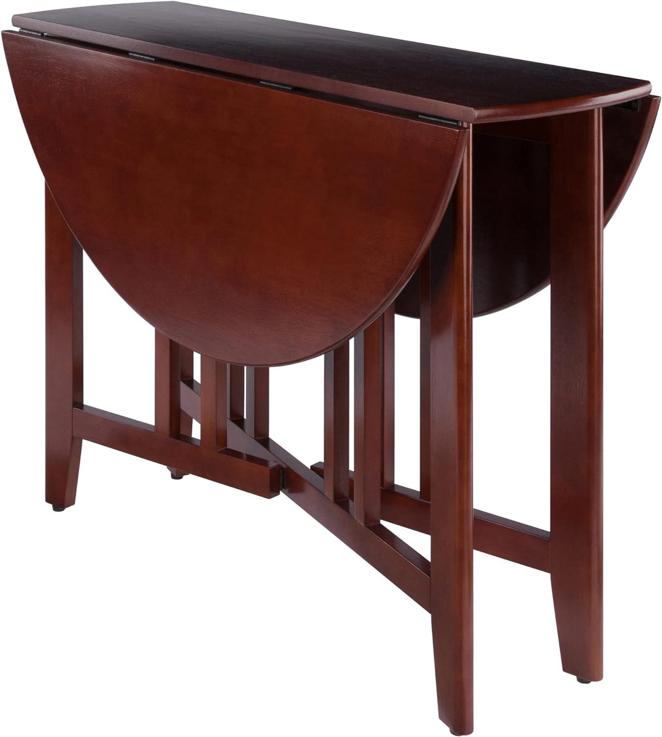 42" Alamo Round Double Drop Leaf Dining Table Wood/Walnut - Winsome: Hardwood Frame, Seats 4, Criss Cross Base