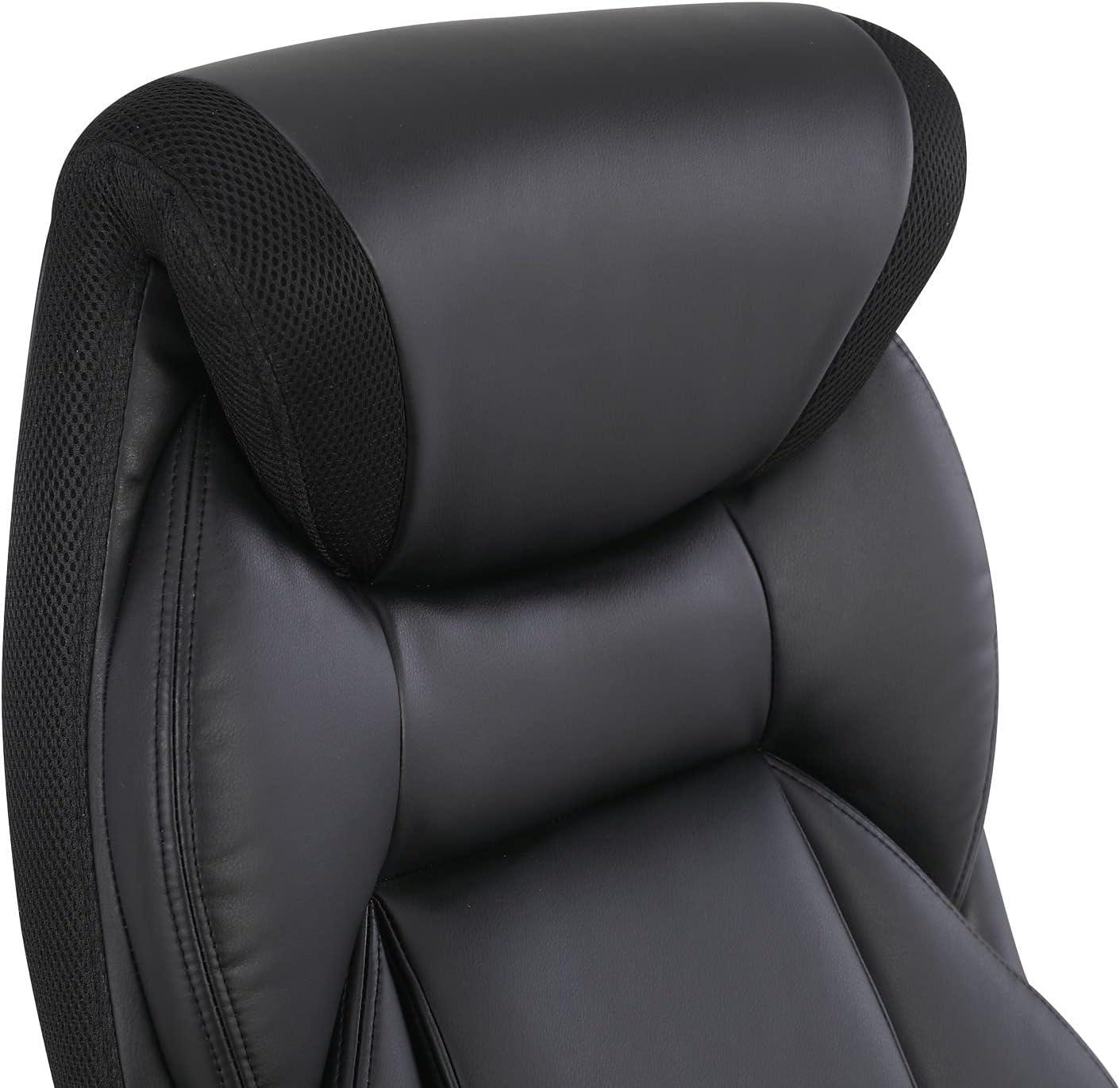 Executive Black Bonded Leather Chair with Silver Coated Nylon Base