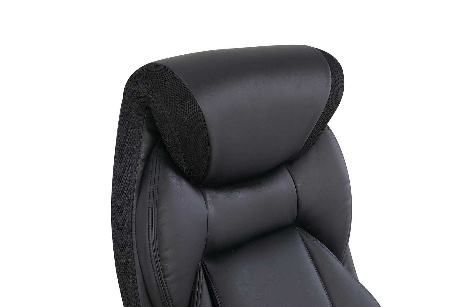 Executive Black Bonded Leather Chair with Silver Coated Nylon Base