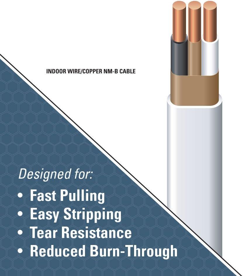 Southwire 28827422 50' 14/2 with ground Romex brand SIMpull residential indoor electrical wire type NM-B White