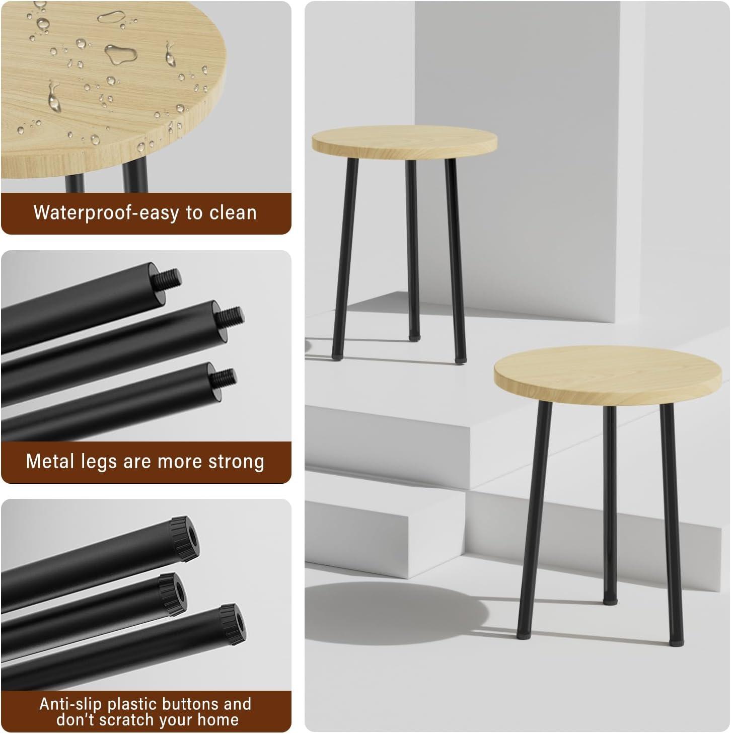 Plant Stand Indoor 2 Pack: Corner Wood 14 Inch Plant Stand Mid Century Modern Decor - Small Round Plant Table for Indoor Plants - Outdoor Plant Holder for Patio Living Room Bathroom Office (Burlywood)