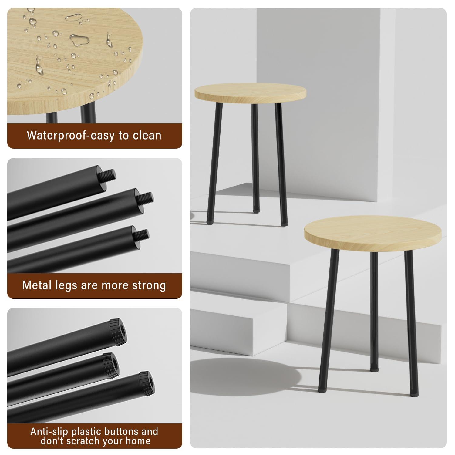 Plant Stand Indoor 2 Pack: Corner Wood 14 Inch Plant Stand Mid Century Modern Decor - Small Round Plant Table for Indoor Plants - Outdoor Plant Holder for Patio Living Room Bathroom Office (Burlywood)